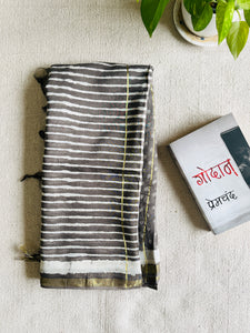 "GEOMETRIC MIX" GRAY CHANDERI SILK DUPATTA