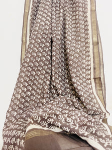 GRAY ALLOVER BOOTI COTTON ZARI DUPATTA