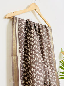 GRAY ALLOVER BOOTI COTTON ZARI DUPATTA