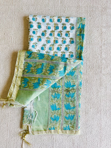 CHANDERI OFF-WHITE & TURQUOISE DUPATTA