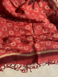 CLASSICS REINVENTED: HEXAGONS LINEN DUPATTA BRICK RED