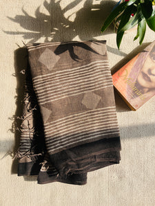 "BOLD PATTERNS IN SHADES OF GRAY" LINEN DUPATTA