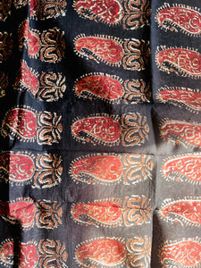 HAND BLOCK PRINTED PAISLEY BLACK CHANDERI DUPATTA