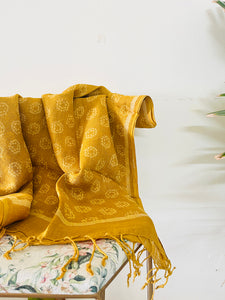 CLASSICS REINVENTED: HEXAGONS LINEN DUPATTA HONEY YELLOW