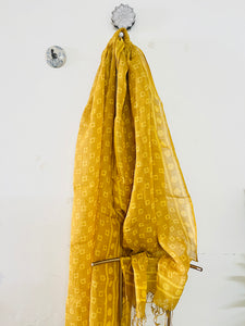 CLASSICS REINVENTED: UNBOXED LINEN DUPATTA HONEY YELLOW