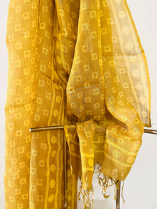 CLASSICS REINVENTED: UNBOXED LINEN DUPATTA HONEY YELLOW