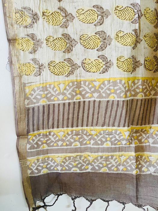 MUSTARD & BEIGE PAISLEY COTTON DUPATTA