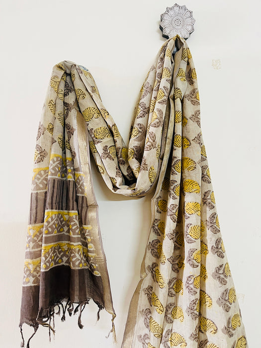 MUSTARD & BEIGE PAISLEY COTTON DUPATTA