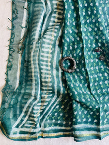 KOTA  DORIA DARK-GREEN TRIANGLE PRINT DUPATTA