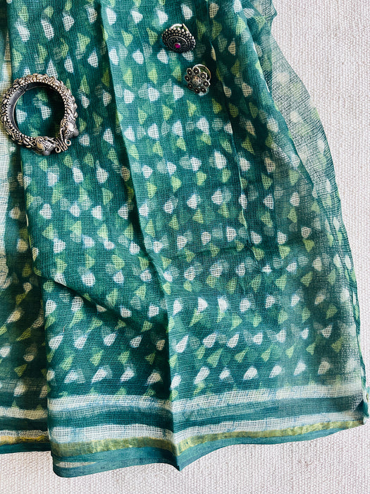 KOTA  DORIA DARK-GREEN TRIANGLE PRINT DUPATTA