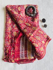 KOTA  DORIA LIPSTICK-RED ALLOVER JAAL DUPATTA