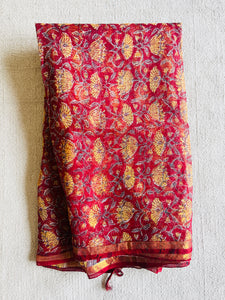 KOTA  DORIA LIPSTICK-RED ALLOVER JAAL DUPATTA