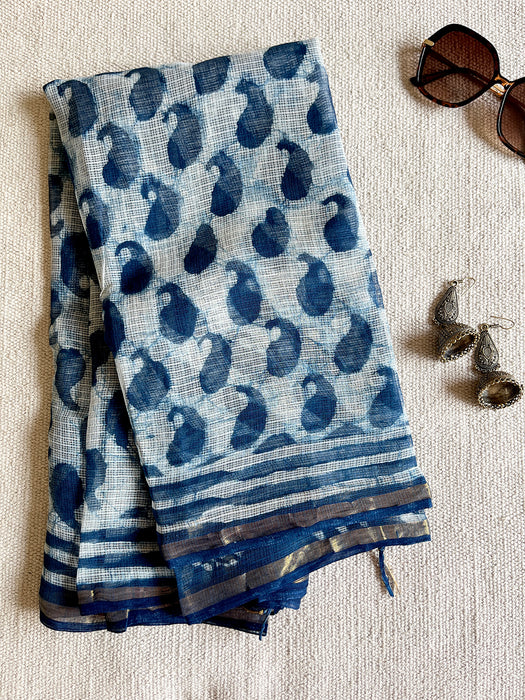 KOTA  DORIA INDIGO PAISLEY DUPATTA