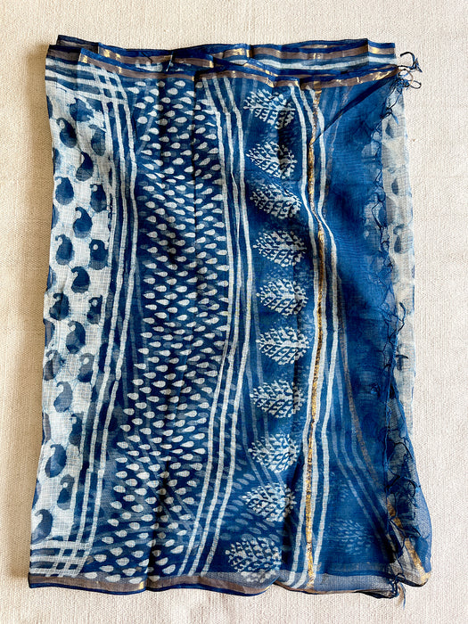 KOTA  DORIA INDIGO PAISLEY DUPATTA