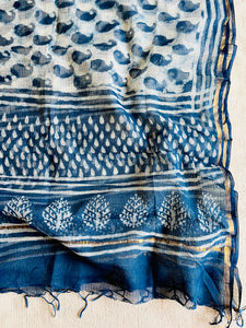 KOTA  DORIA INDIGO PAISLEY DUPATTA