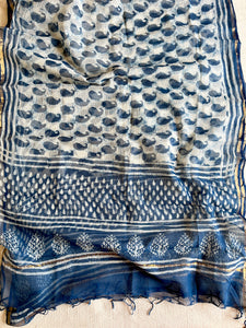 KOTA  DORIA INDIGO PAISLEY DUPATTA