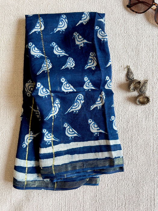 "EIK CHIDIYA, ANEK CHIDIYA" INDIGO CHANDERI DUPATTA