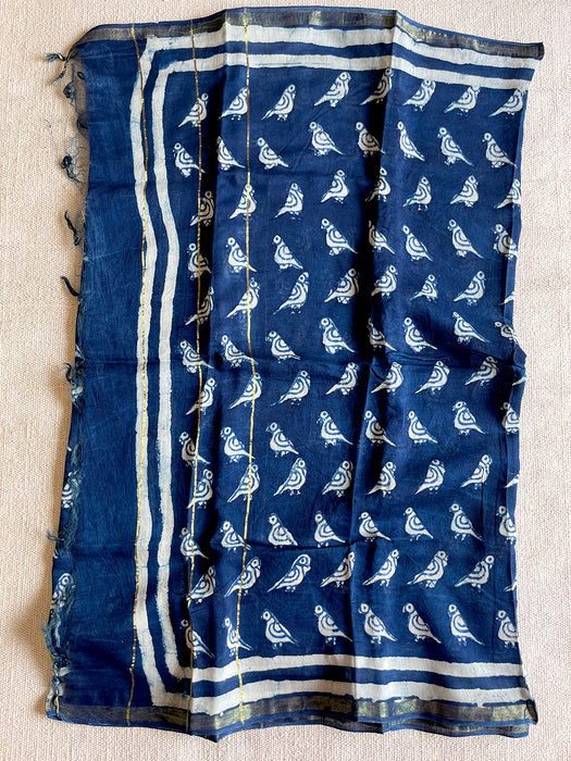 "EIK CHIDIYA, ANEK CHIDIYA" INDIGO CHANDERI DUPATTA