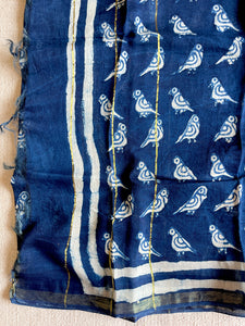 "EIK CHIDIYA, ANEK CHIDIYA" INDIGO CHANDERI DUPATTA