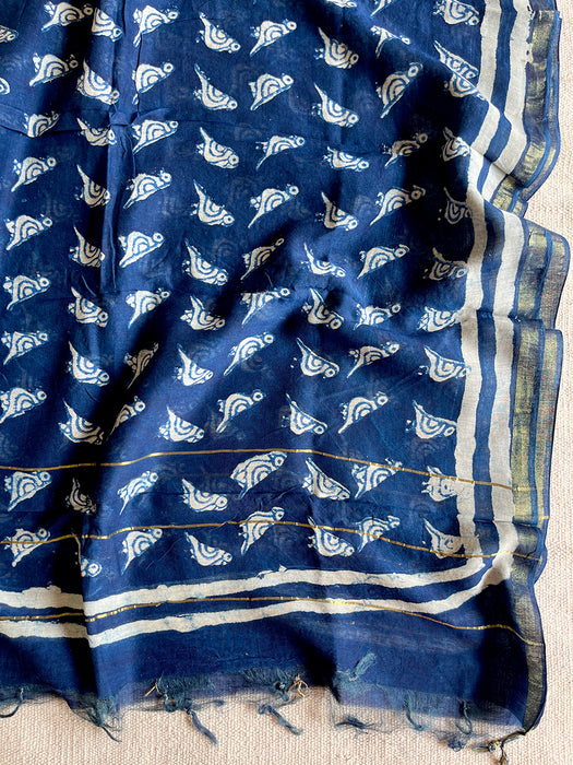 "EIK CHIDIYA, ANEK CHIDIYA" INDIGO CHANDERI DUPATTA