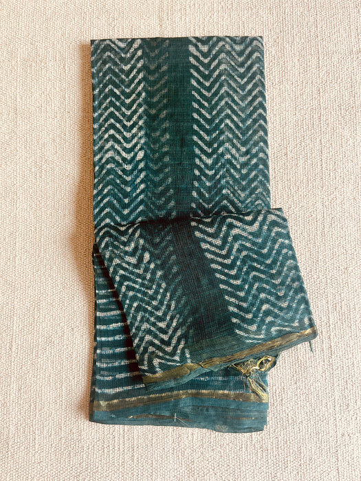 KOTA DORIA FOREST-GREEN STRIPE DUPATTA