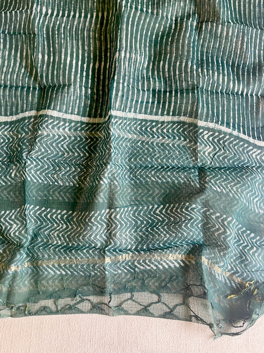 KOTA DORIA FOREST-GREEN STRIPE DUPATTA