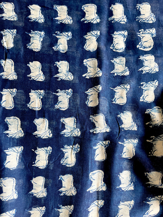 SMALL INDIGO COW CHANDERI SILK DUPATTA