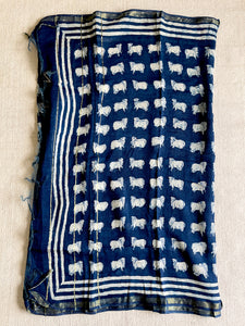 SMALL INDIGO COW CHANDERI SILK DUPATTA