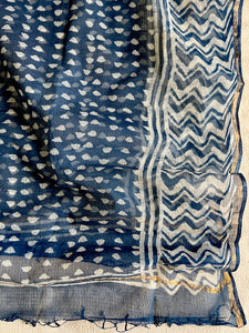 ALLOVER TRIANGLE PRINT INDIGO KOTA DORIA DUPATTA