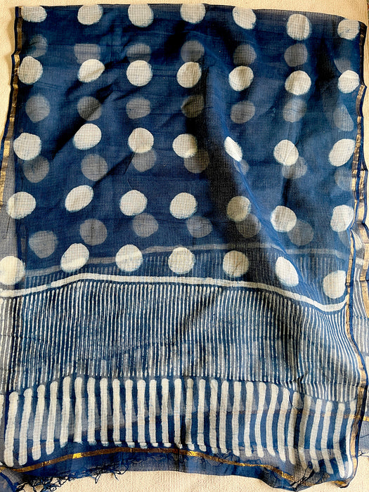 ALLOVER POLKA INDIGO KOTA DORIA DUPATTA