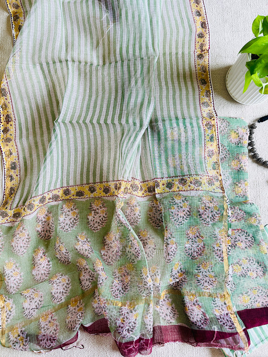 "FRESH AS MINT" BOOTI PRINT KOTA DORIA UNSTITCHED SUIT