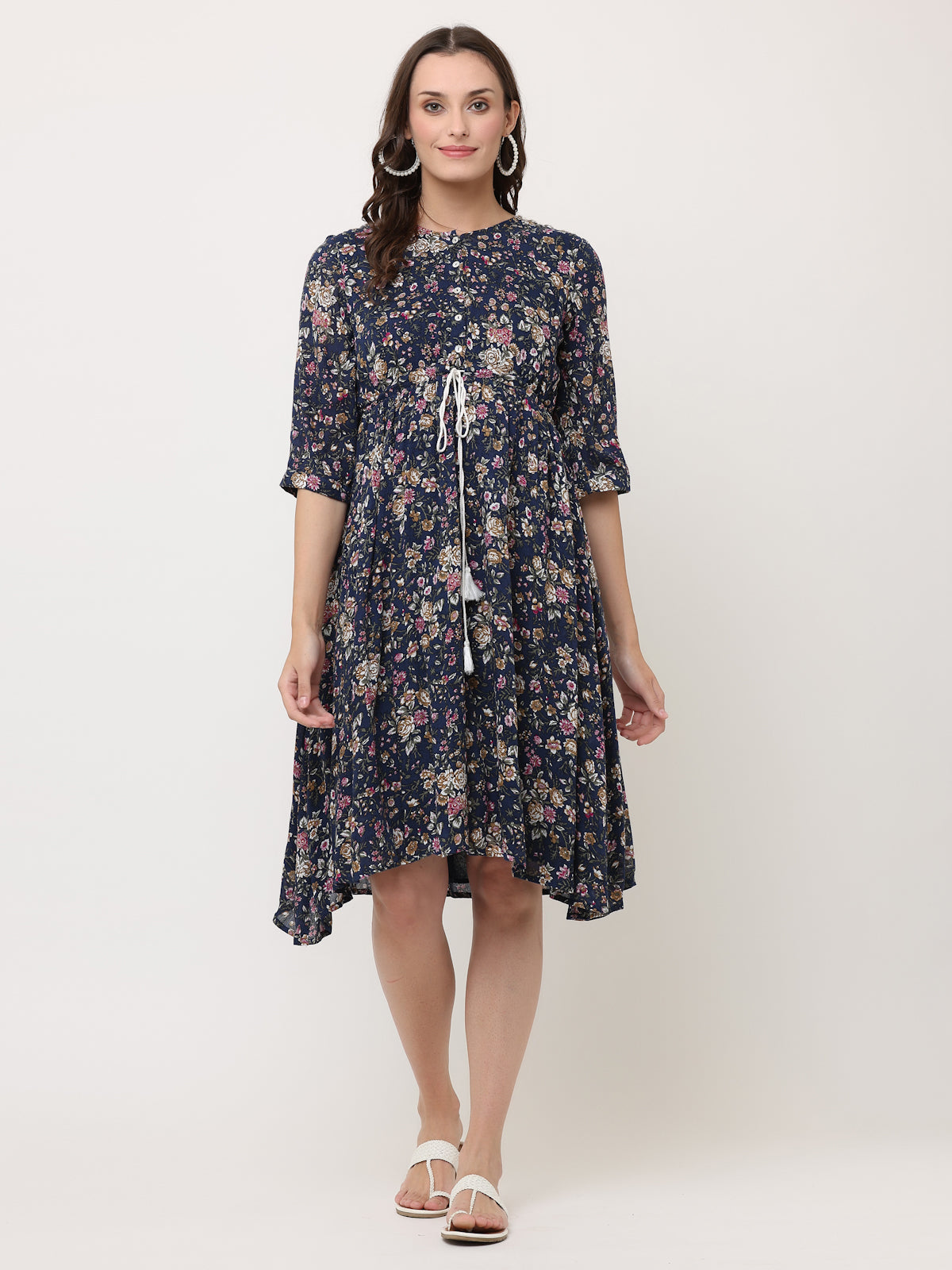 Navy blue dress with hotsell white flowers